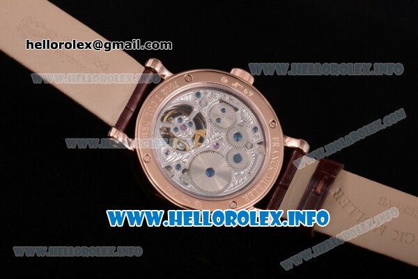 Franck Muller Color Dreams Swiss Tourbillon Manual Winding Rose Gold Case with Silver Dial Colorful Roman Numeral Markers and Diamonds Bezel (FT) - Click Image to Close